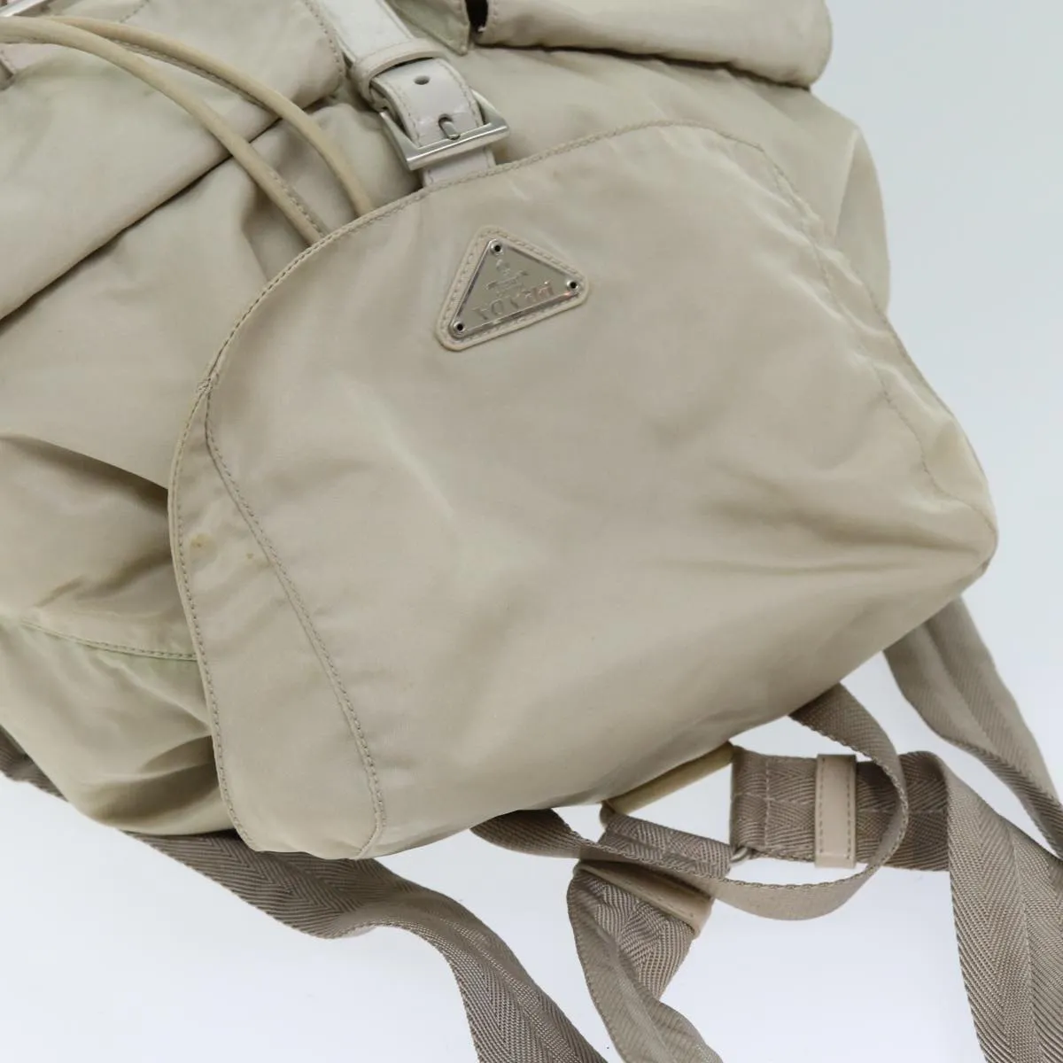 Trendy Inspired Prada Backpack Nylon Cream Auth 75340
