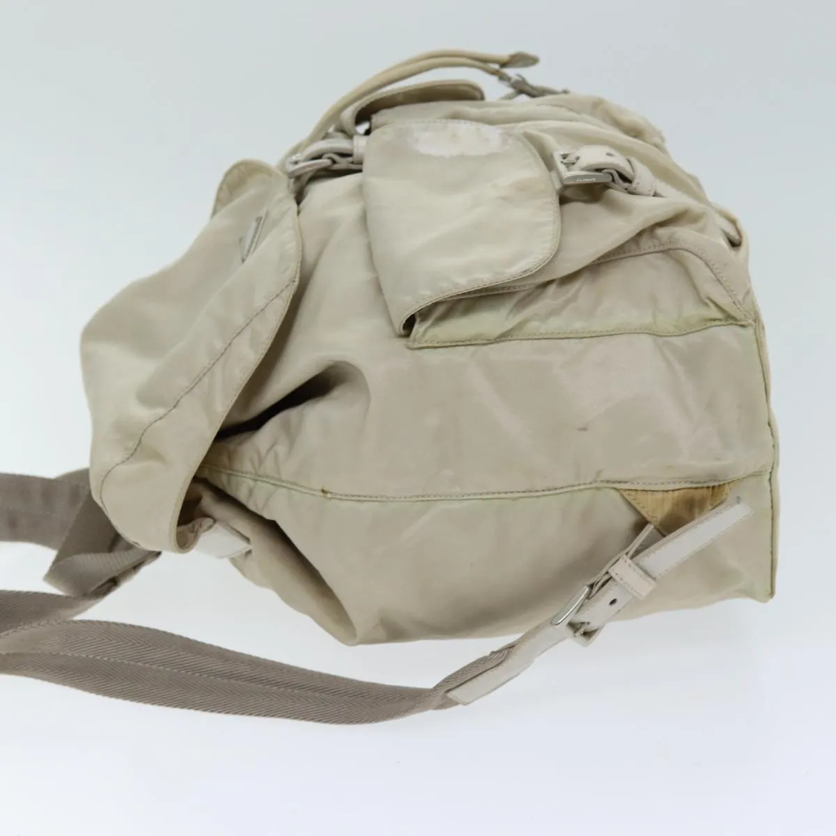 Trendy Inspired Prada Backpack Nylon Cream Auth 75340