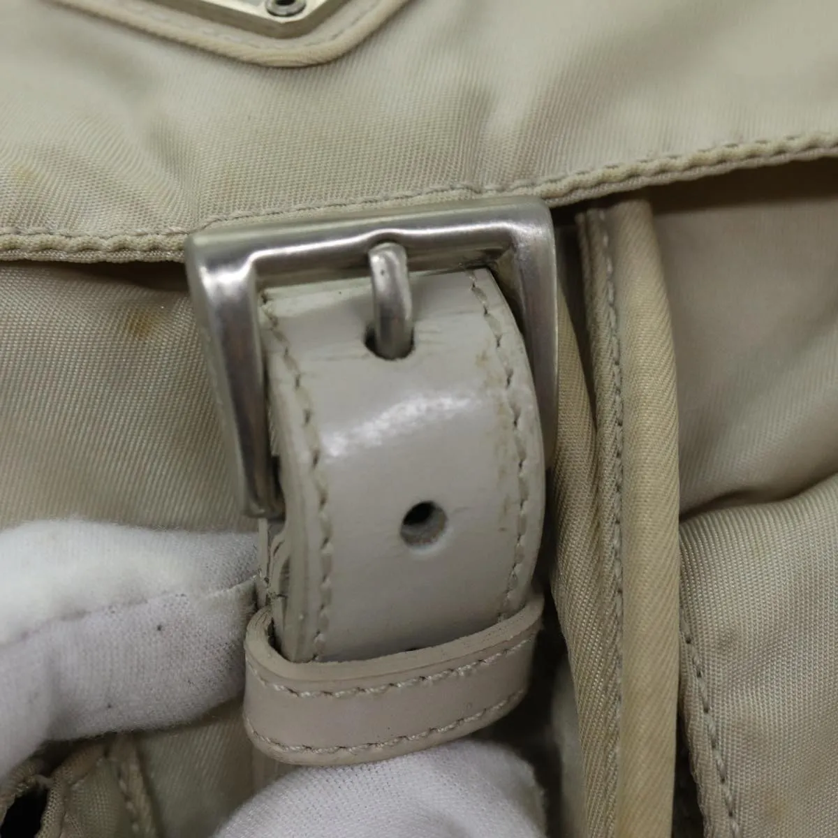Trendy Inspired Prada Backpack Nylon Cream Auth 75340