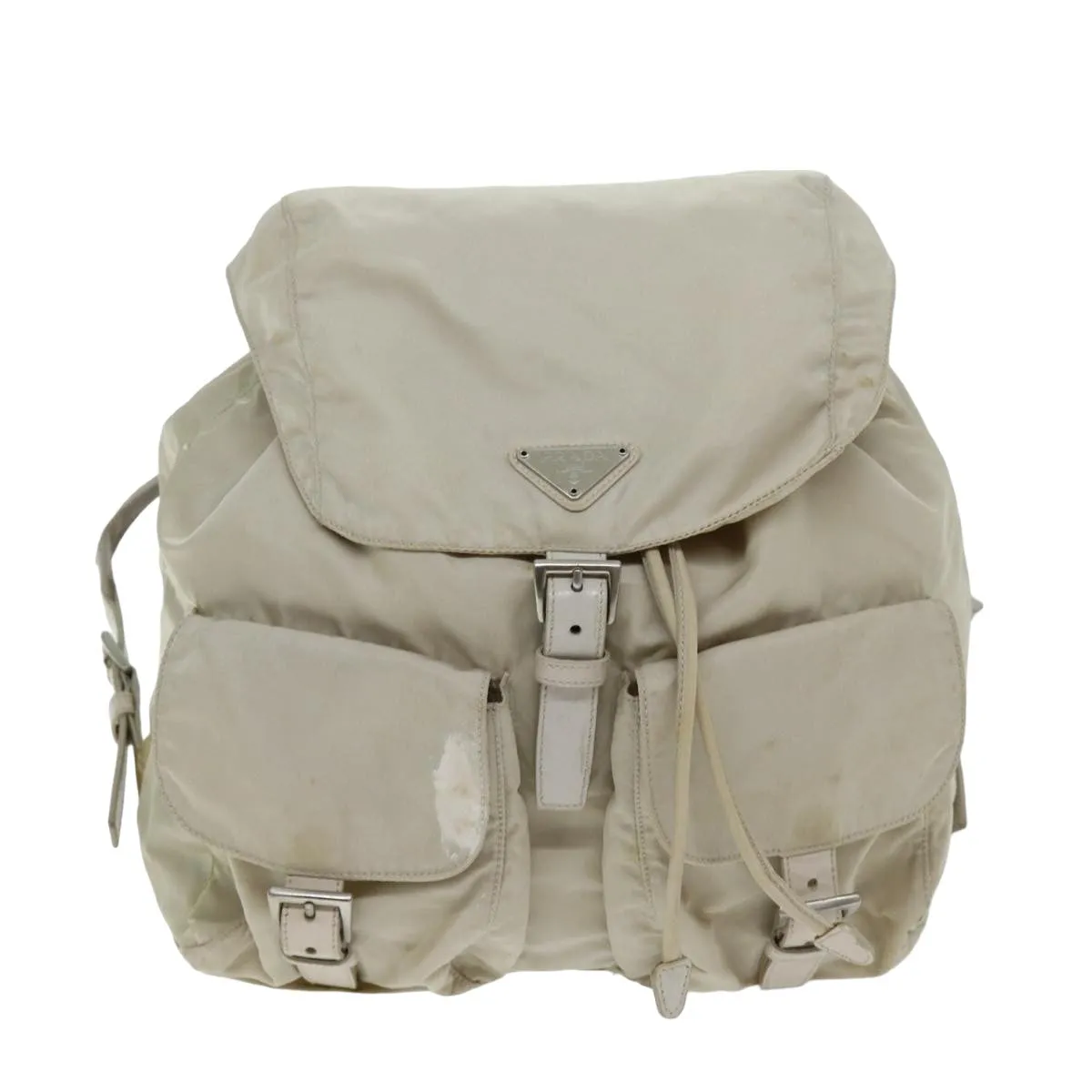 Trendy Inspired Prada Backpack Nylon Cream Auth 75340