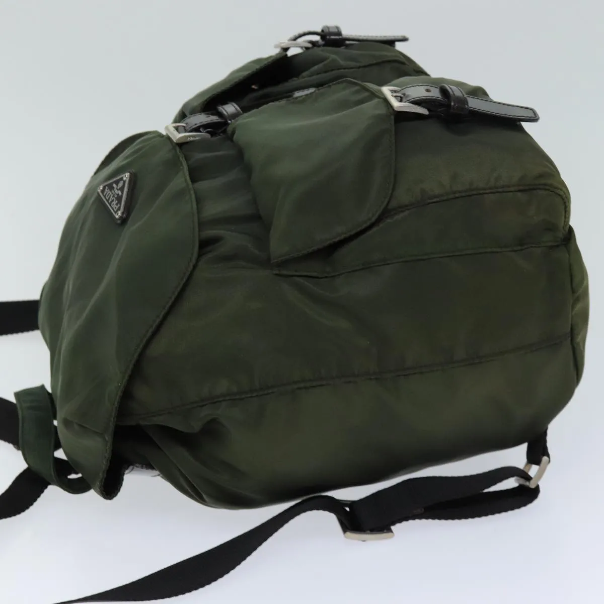 Trendy Inspired Prada Backpack Nylon Khaki Auth 75695