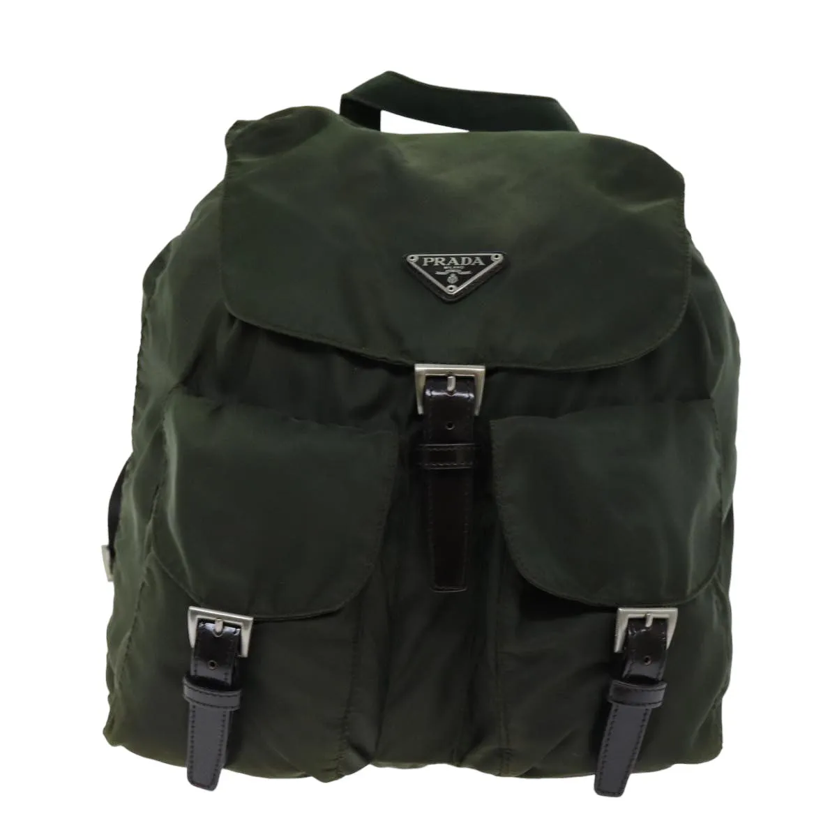 Trendy Inspired Prada Backpack Nylon Khaki Auth 75695