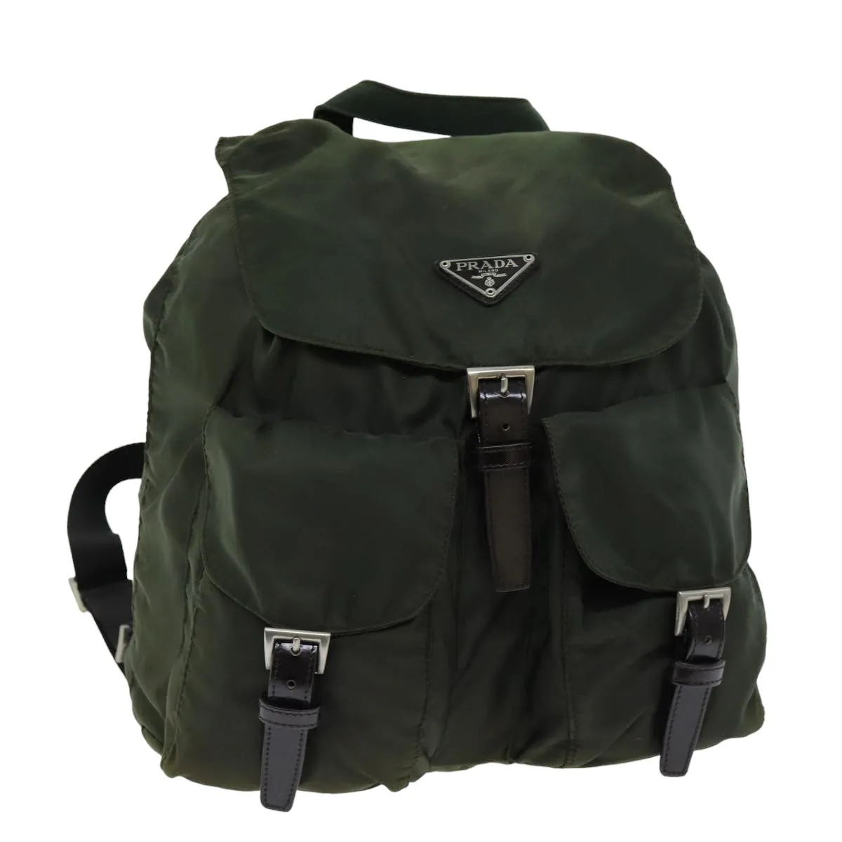 Trendy Inspired Prada Backpack Nylon Khaki Auth 75695