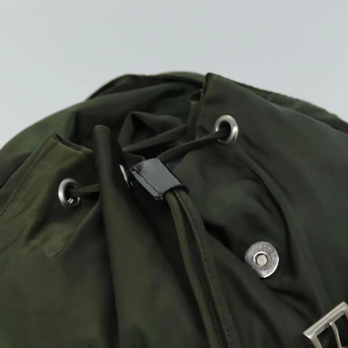 Trendy Inspired Prada Backpack Nylon Khaki Auth 75695