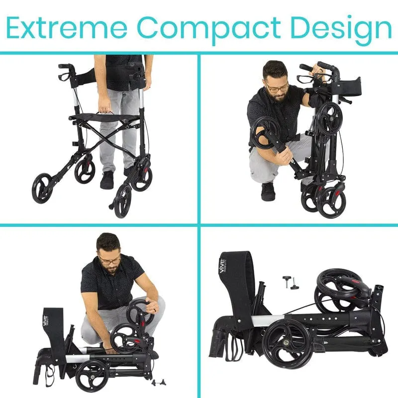 Vive Health Rollator Walker with Seat Euro Style