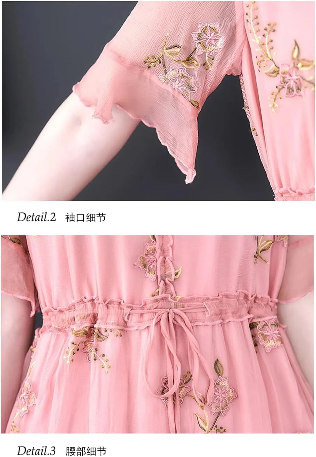 Women Fashion Embroidery Floral Silk Midi Dress Summer Elegant Party Vestidos Korean Bodycon Evening Dress