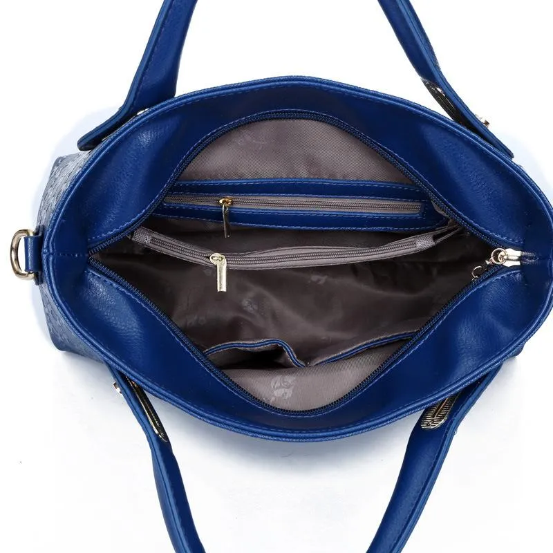 Women Set of Four Faux-Leather Handbags Tote Messenger Wallet wristlet Sling Bag