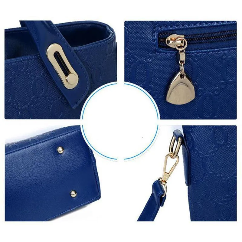 Women Set of Four Faux-Leather Handbags Tote Messenger Wallet wristlet Sling Bag