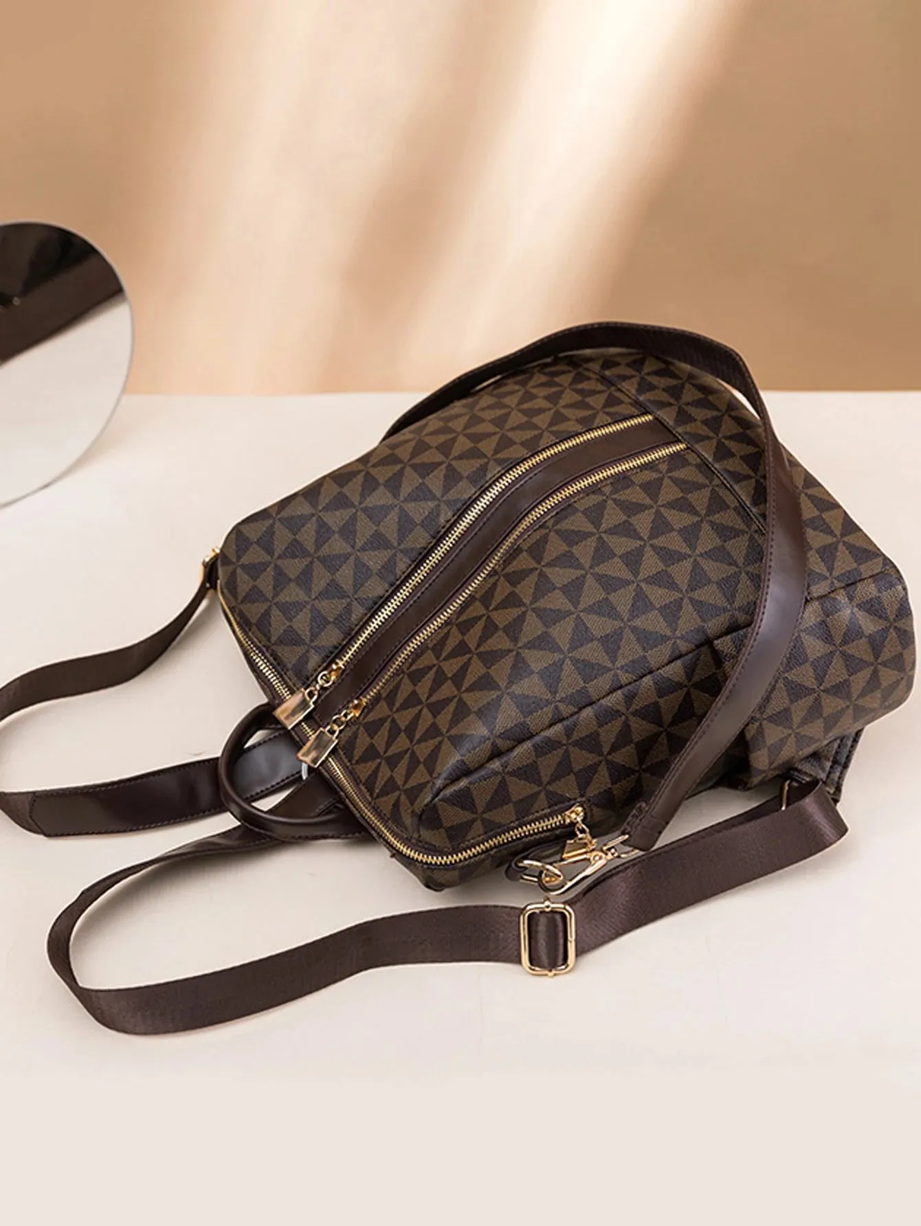 Women's 2pcs Waterproof Backpack Handbag Set