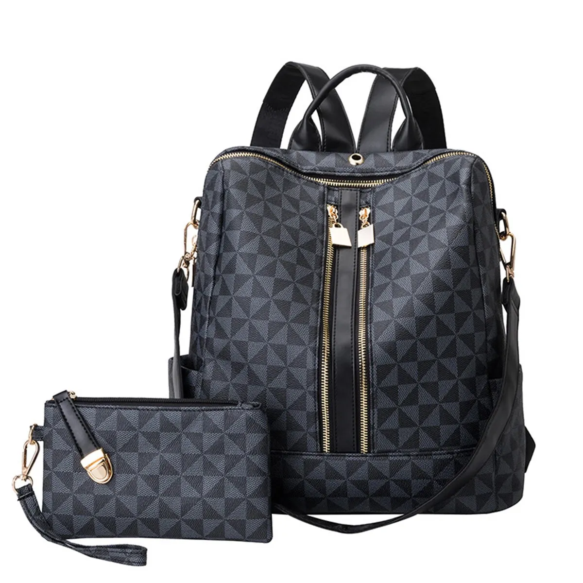 Women's 2pcs Waterproof Backpack Handbag Set