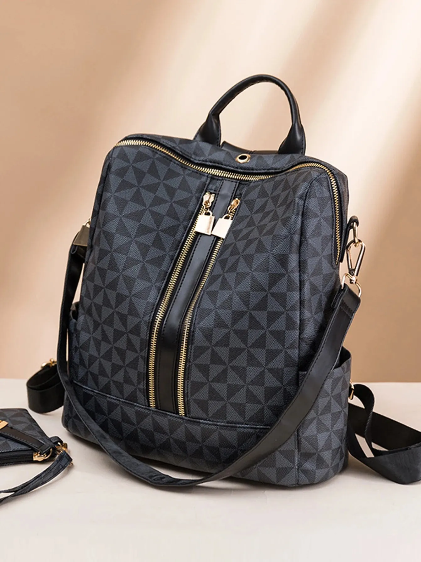 Women's 2pcs Waterproof Backpack Handbag Set