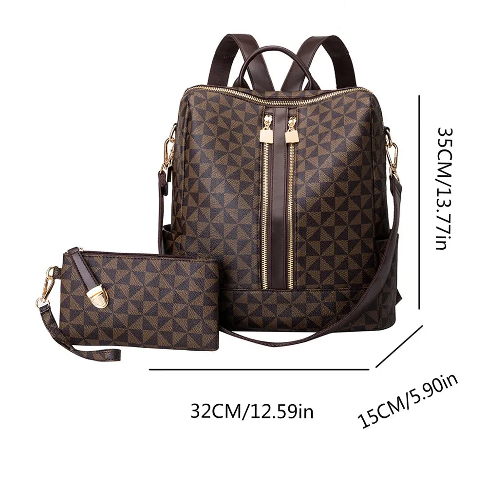 Women's 2pcs Waterproof Backpack Handbag Set