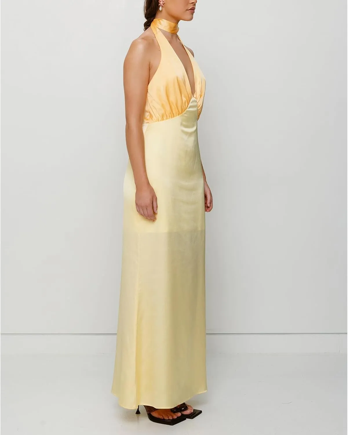 Womens Halter Floral Maxi Dress Deep V Neck Backless Bodycon Long Dresses Y2k Formal Cocktail Going Out Beachwear