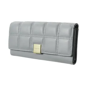 Women's Long Stitches Decorated Grid Wallet(Gray)